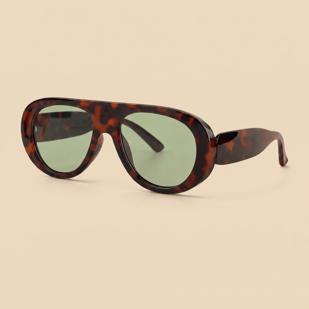 The Solène Riviera oversized tortoise aviator sunglasses, front view