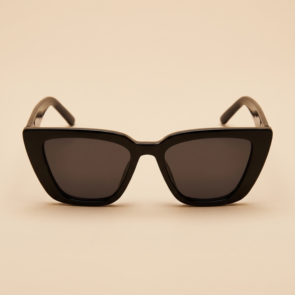 The Solène Colette black cat-eye sunglasses, front view
